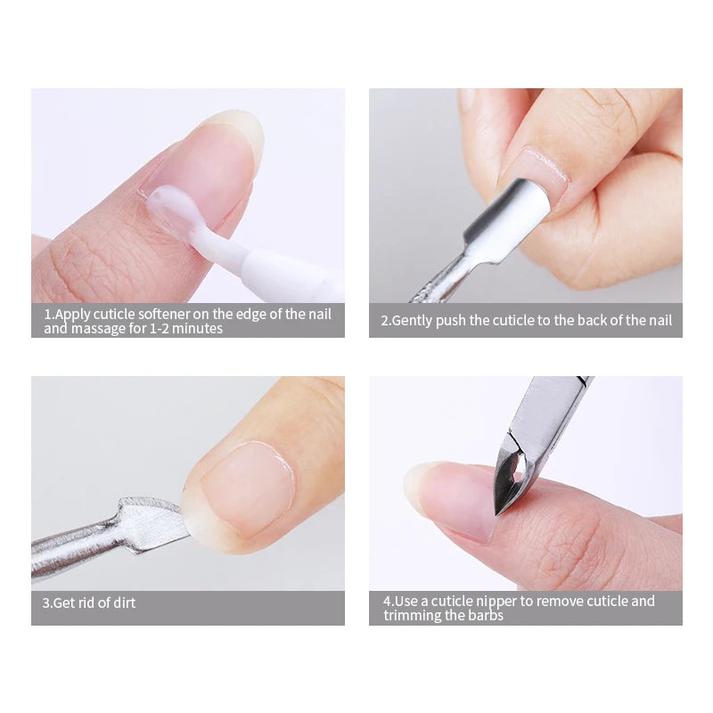 1pcs Double-ended Stainless Steel Cuticle Pusher Dead Skin Push Remover For Pedicure Manicure Nail Art Cleaner Care Tool