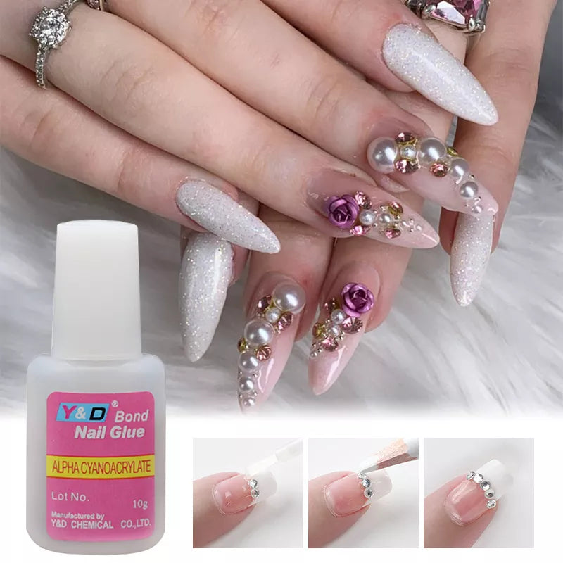 10g Fast Drying Nail Glue for False Nails Glitter Acrylic Nail Rhinestone Decoration Extension Glue Adhensive Nail Care Tool