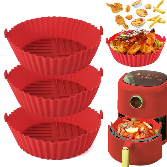 Air Fryer Silicone Liners Air Fryer Silicone Pot Reusable Silicone Air Fryer Liners Food Safe Non Stick Air Fryer Basket Accesso